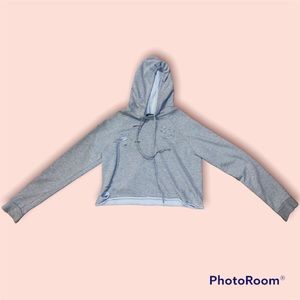 Rue 21 cropped distressed hoodie gray